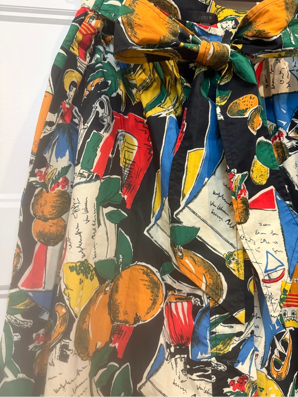 J. Crew 100% Cotton Multicolor Tropical A-Line Skirt - Picture 6 of 9